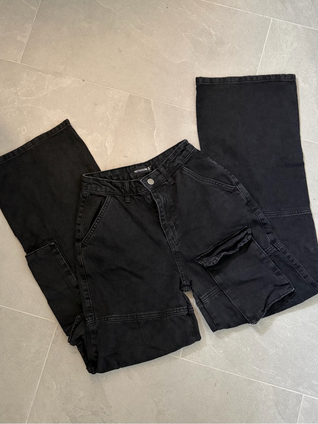 Prettylittlething Black Utility Cargo Jeans